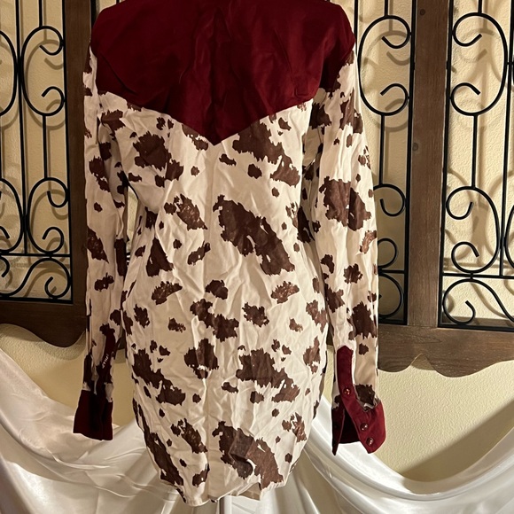 Cruel Girl Maroon and Cream Western Blouse - Picture 5 of 6